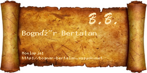 Bognár Bertalan névjegykártya